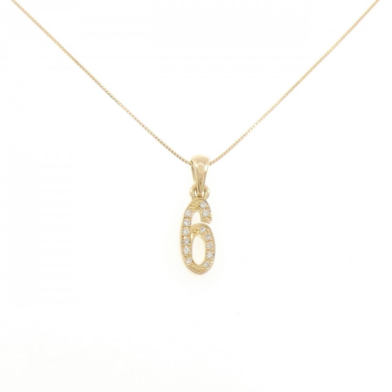 K18YG ナンバー6 ダイヤモンド ネックレス 0.07CT