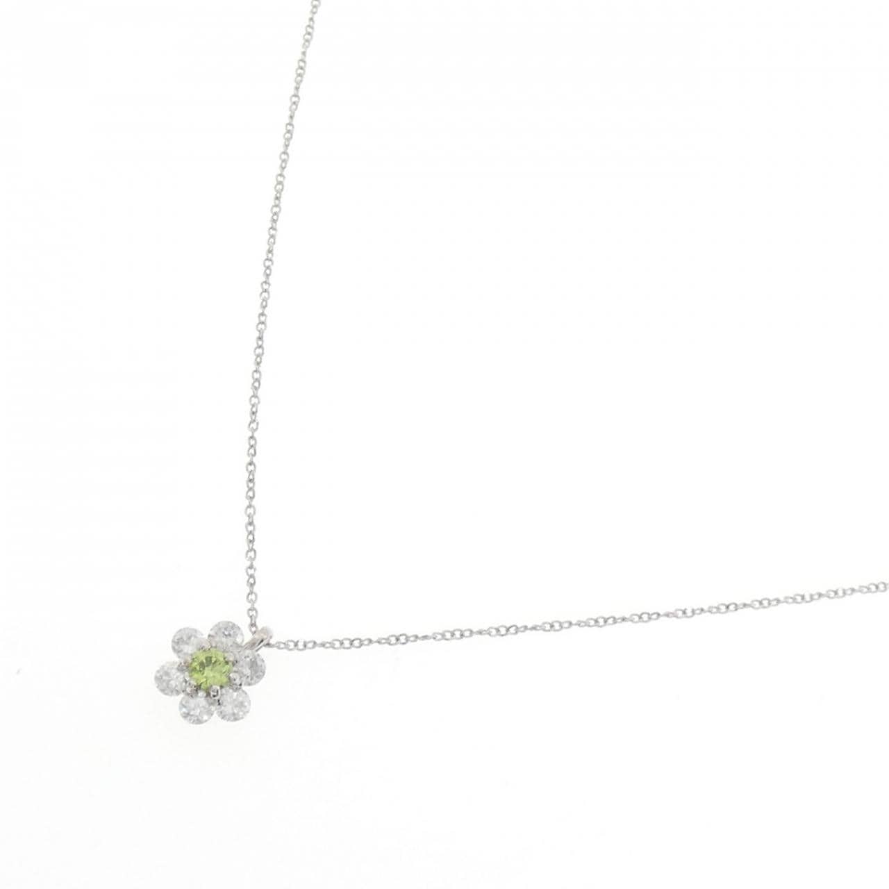 PT900/PT850 フラワー デマントイドガーネット ネックレス 0.18CT