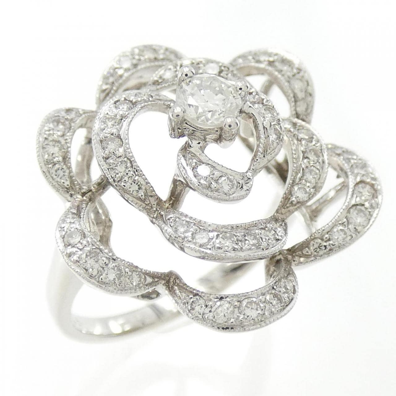 750WG Flower Diamond Ring 0.21CT