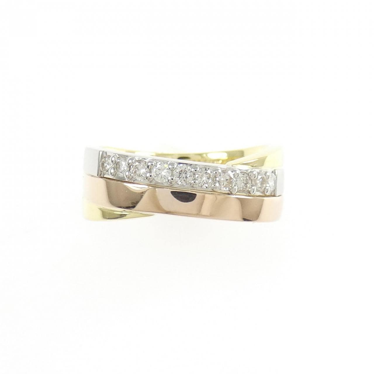 K18YG/PT900/K18PG ダイヤモンド リング 0.25CT