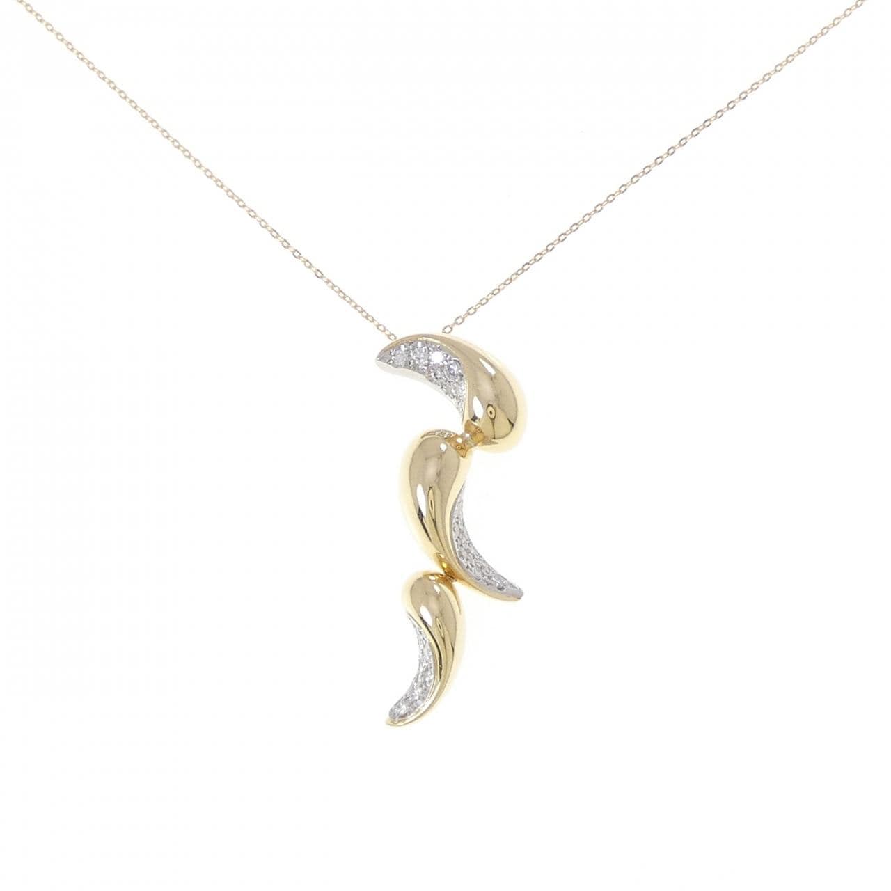 K18YG/PT900 ダイヤモンド ネックレス 0.38CT