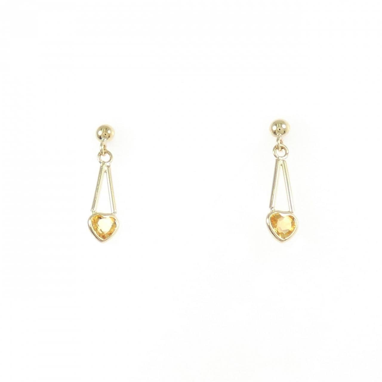 K18YG ハート シトリン ピアス