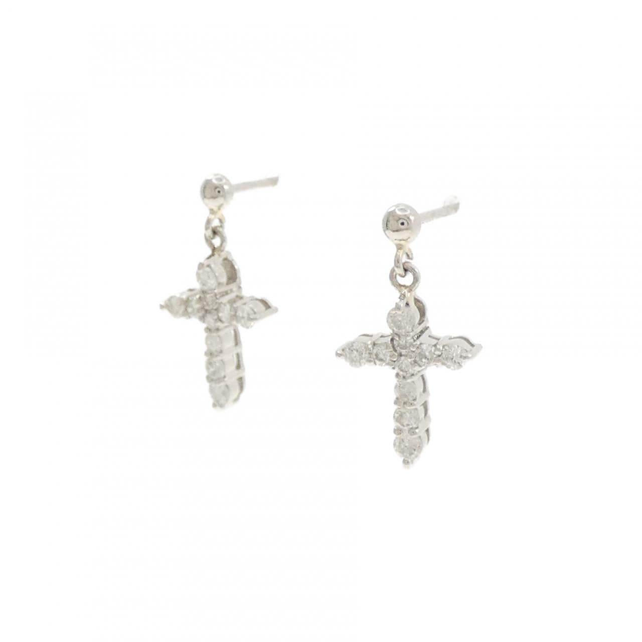 PT900 クロス ダイヤモンド ピアス 0.30CT