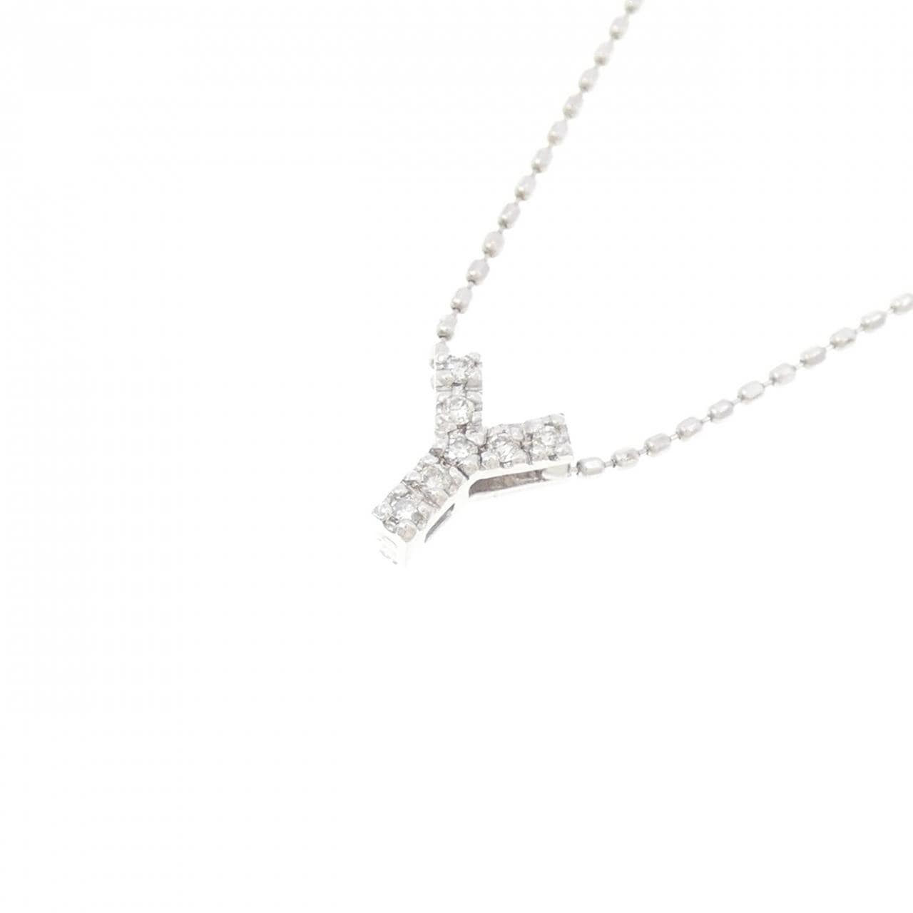 K18WG イニシャルY ダイヤモンド ネックレス 0.05CT