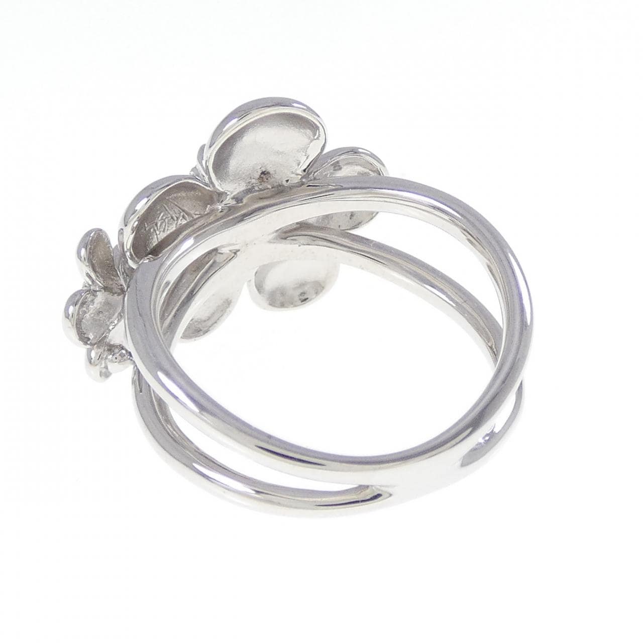 K18WG フラワー カラーストーン リング