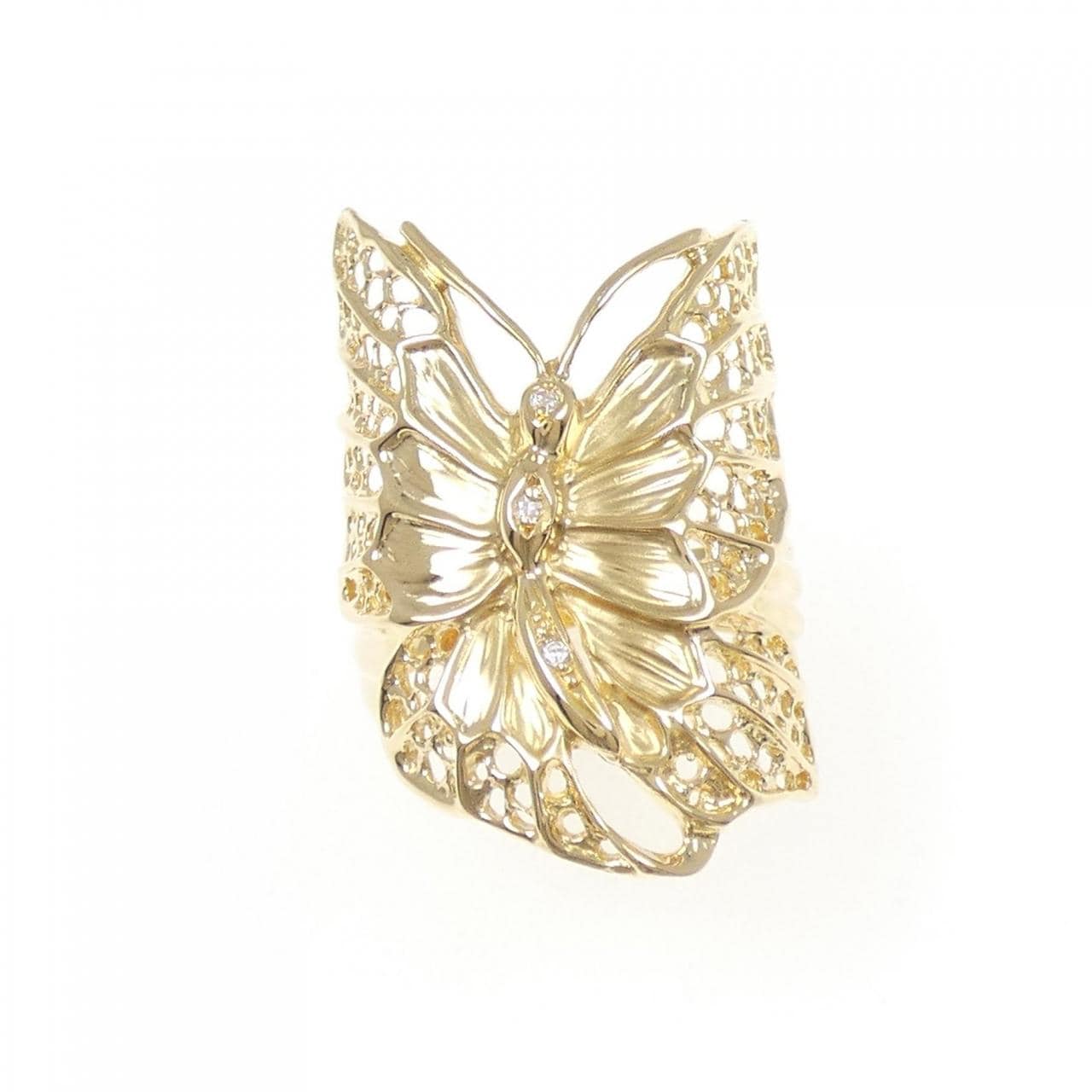 K18YG バタフライ ダイヤモンド リング 0.02CT