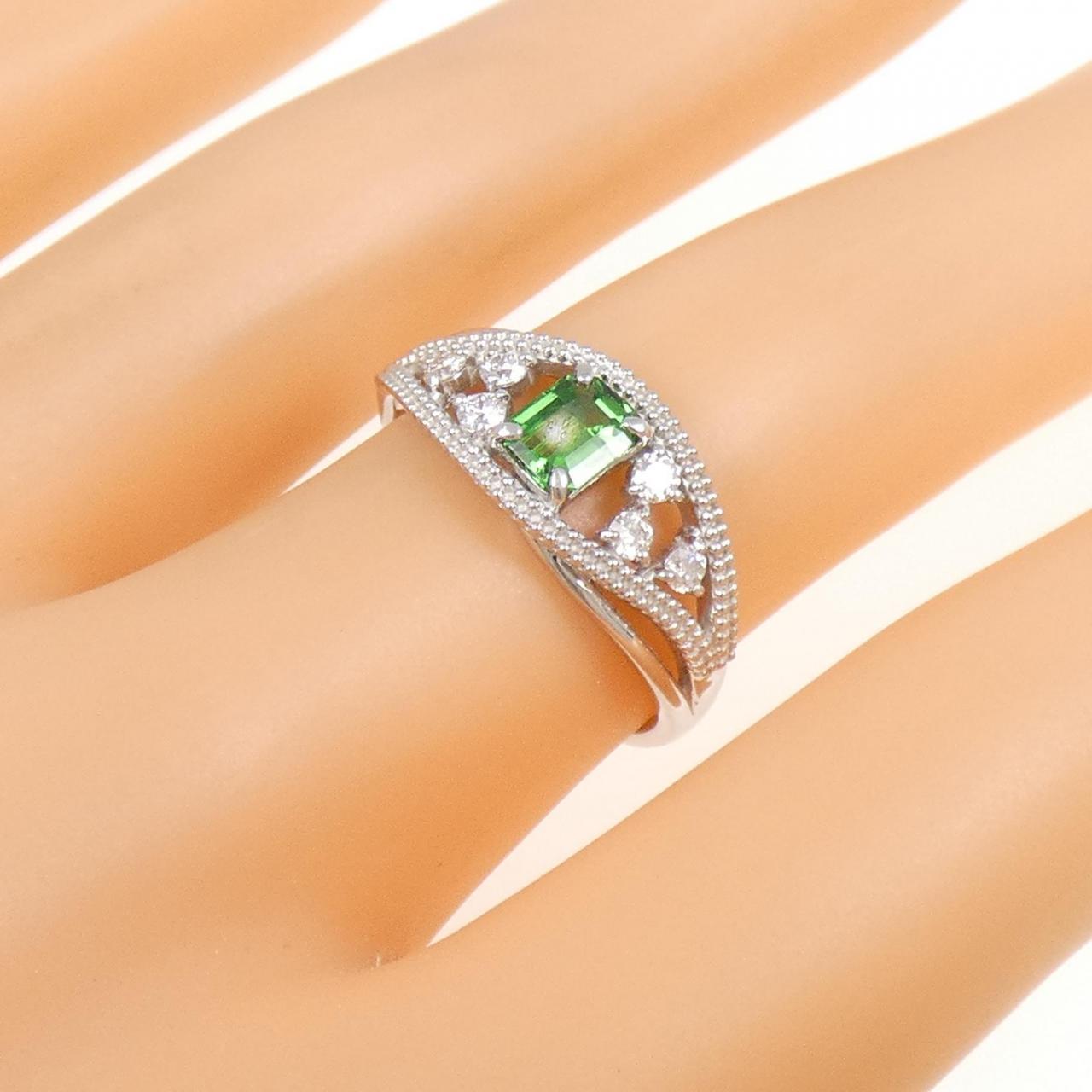 【新品】PT グリーンガーネット リング 0.41CT