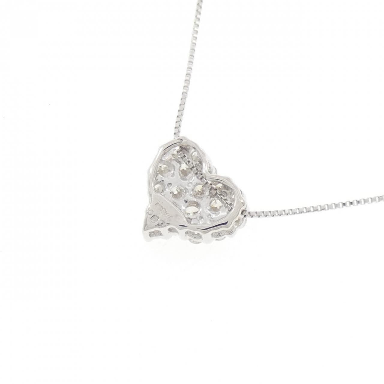 K18WG ハート パヴェ ダイヤモンド ネックレス 0.50CT