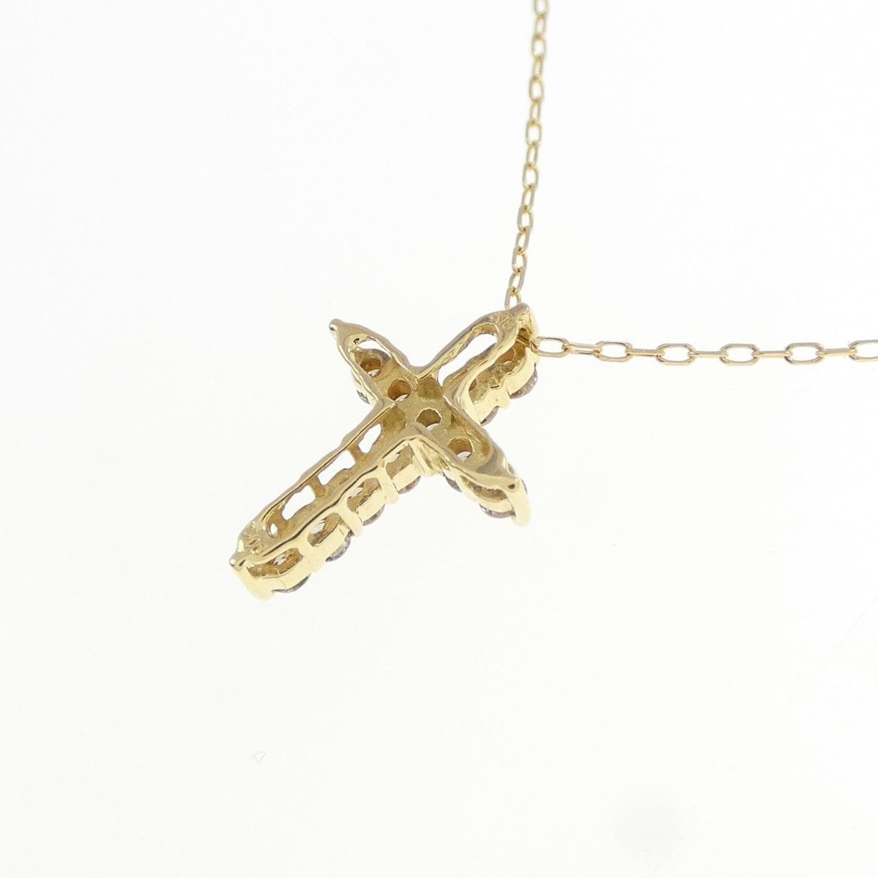 K18YG クロス ダイヤモンド ネックレス 0.10CT