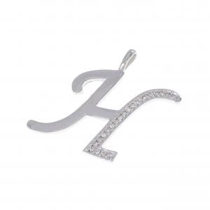 K18WG イニシャルH ダイヤモンド ペンダント