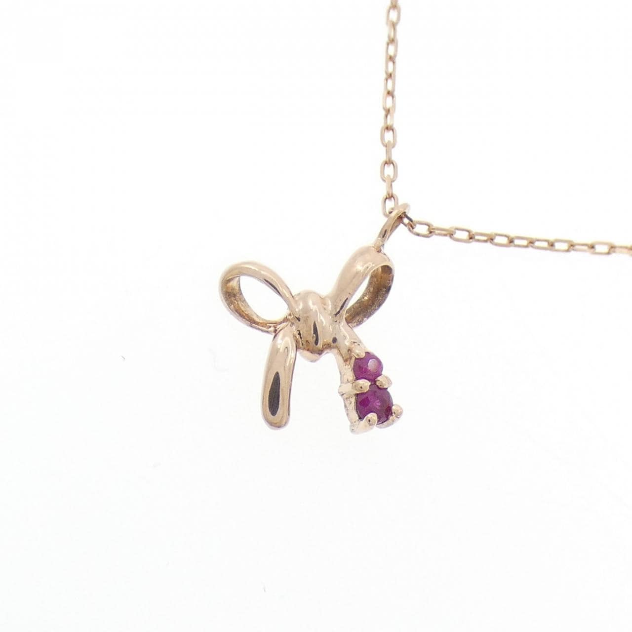 K10PG リボン ルビー ネックレス
