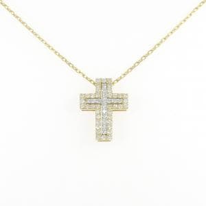 K18YG/K18WG クロス ダイヤモンド ネックレス 0.38CT
