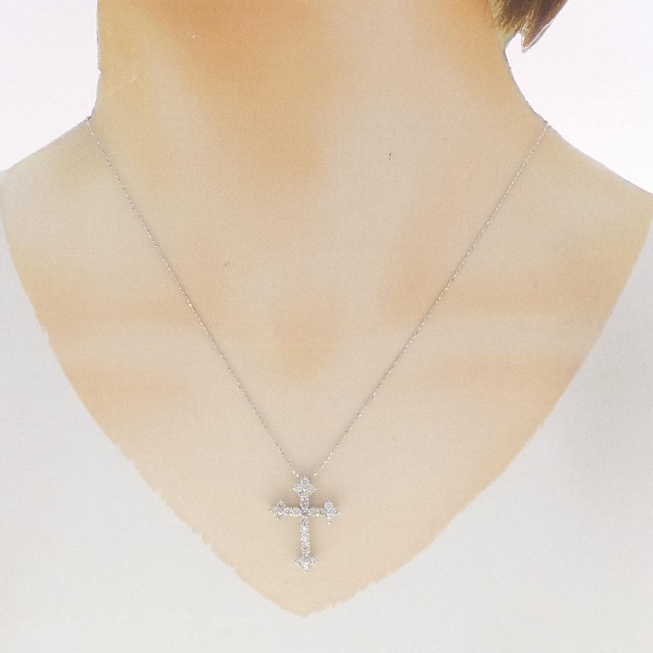 K18WG クロス ダイヤモンド ネックレス 1.00CT
