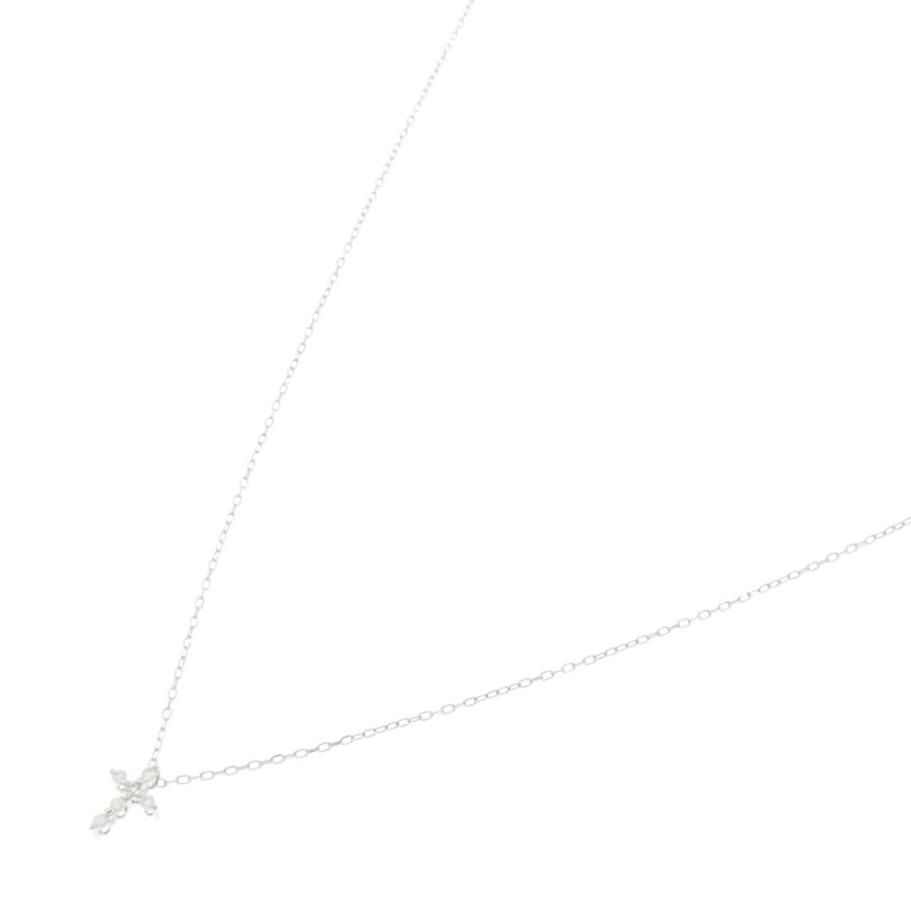 K10WG クロス ダイヤモンド ネックレス 0.05CT