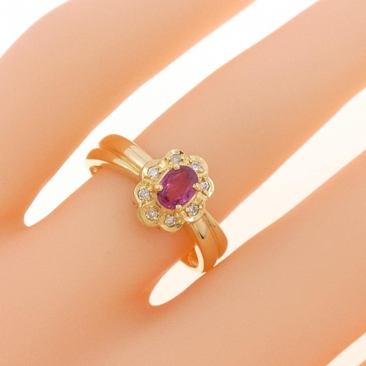 K18YG ルビー リング 0.33CT