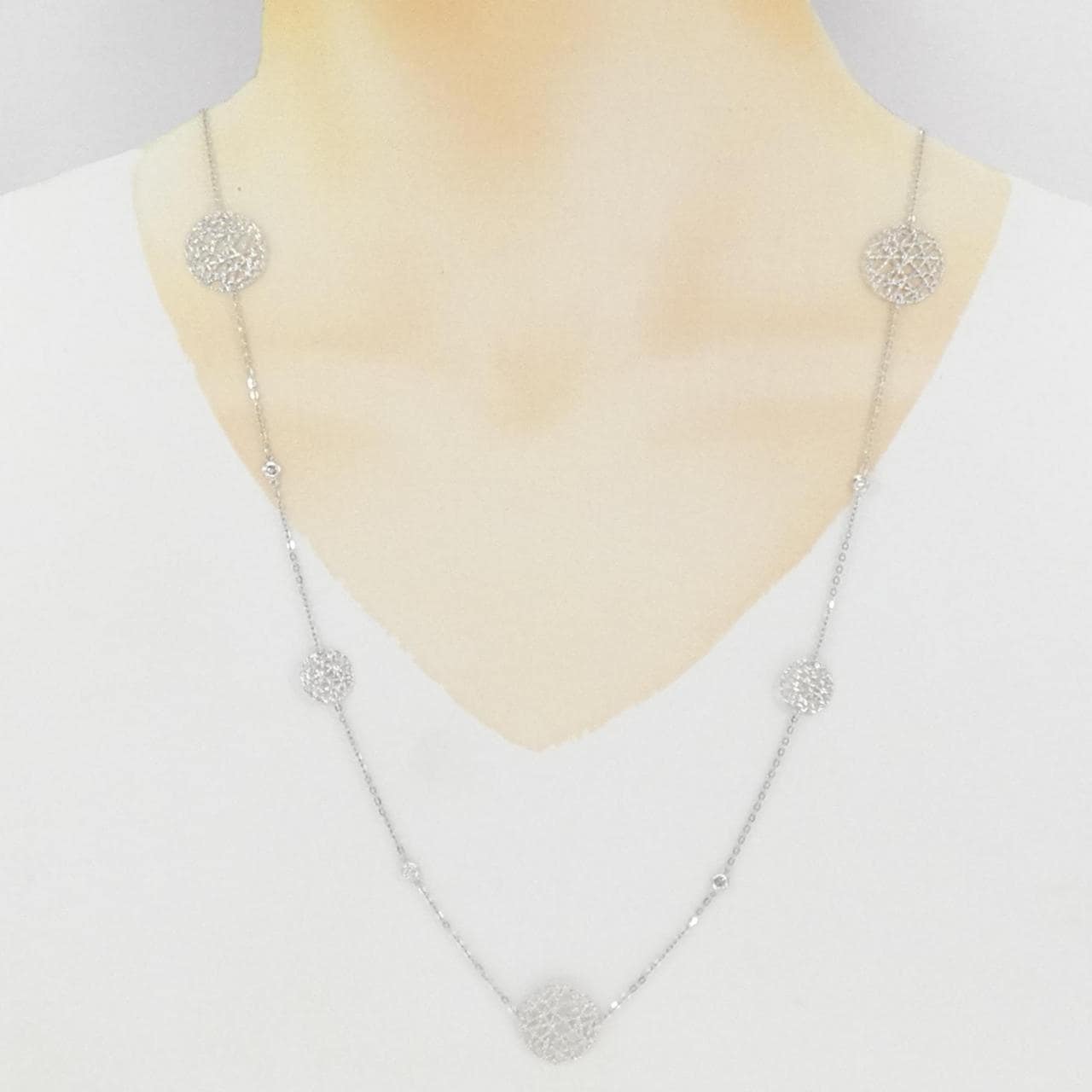 K18WG ダイヤモンド ネックレス 0.178CT