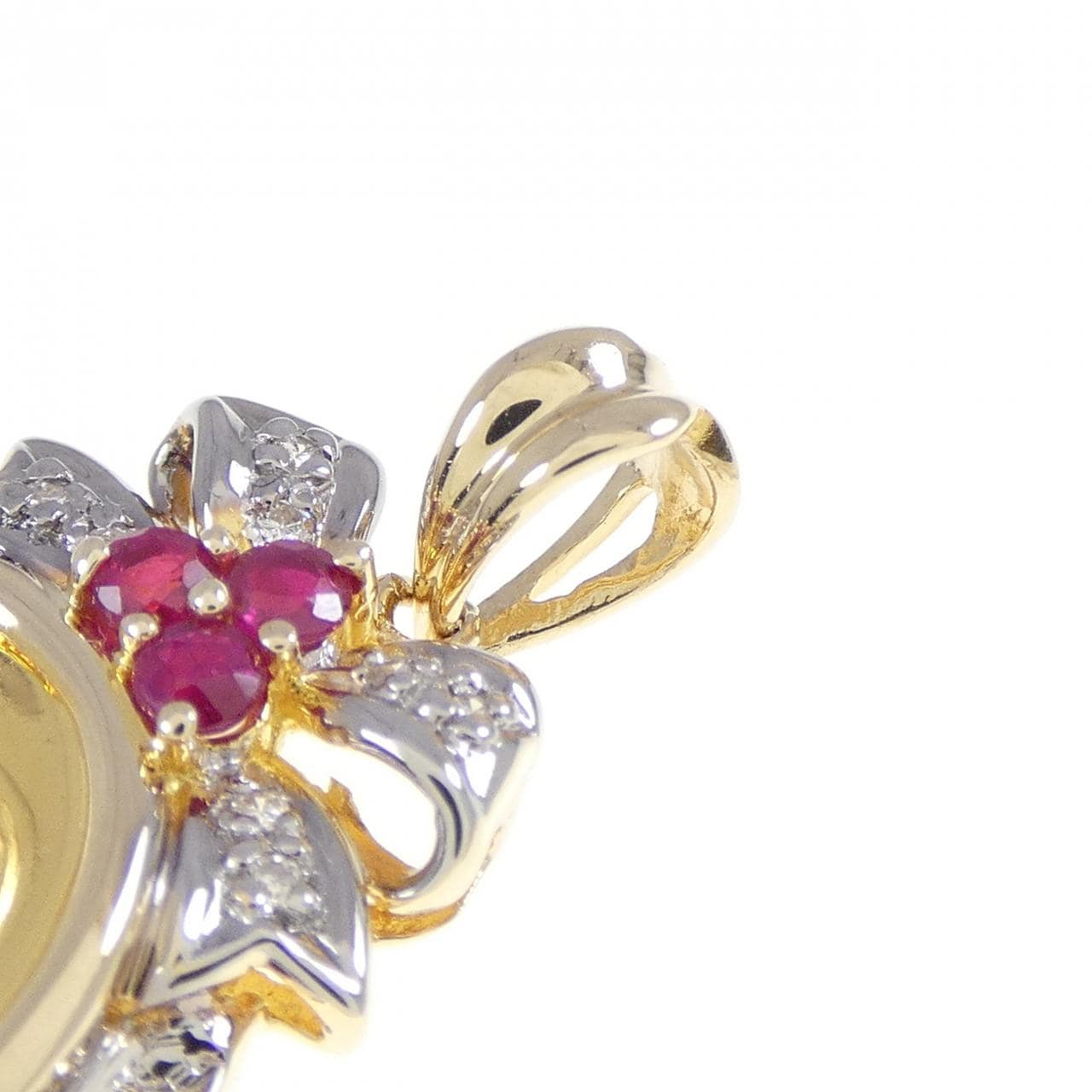 585YG/585WG(枠) ルビー コイン ペンダント