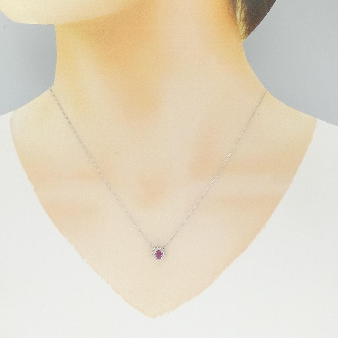 PT900/PT850 ルビー ネックレス 0.36CT