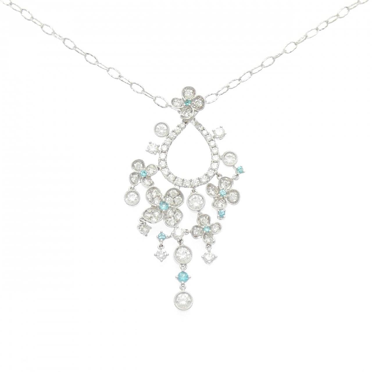 750WG/K18WG トルマリン ネックレス 0.136CT