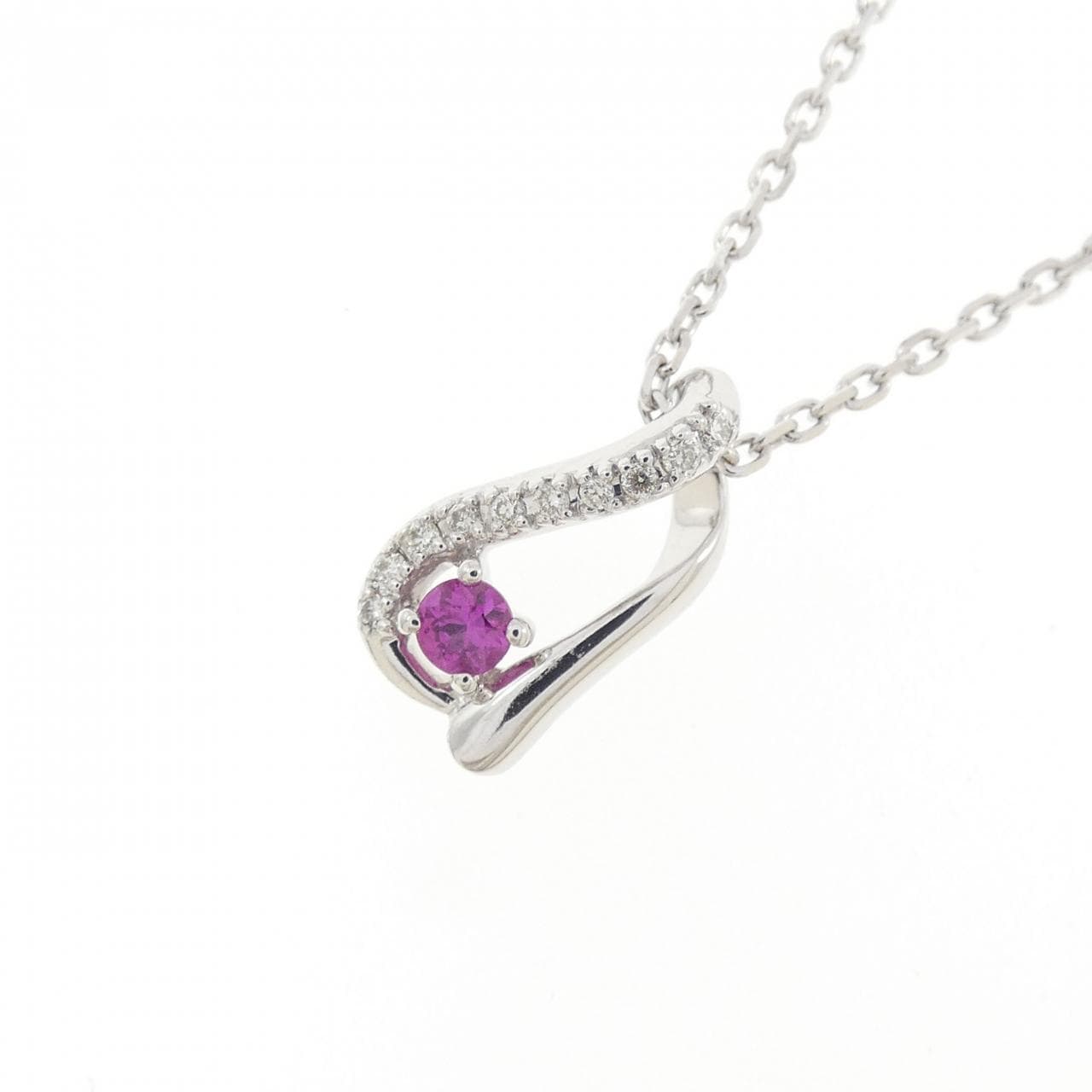 K10WG ルビー ネックレス 0.09CT