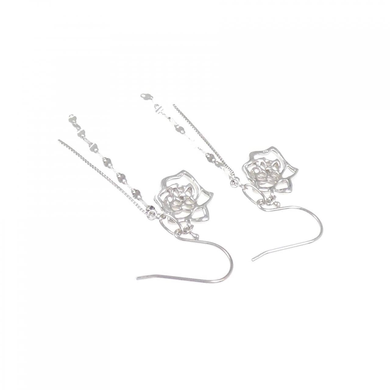 K10WG ローズ ダイヤモンド ピアス 0.02CT