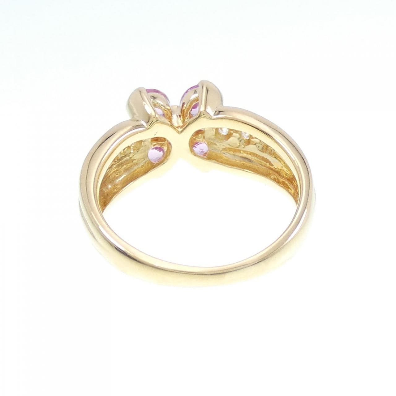 K18YG Flower Sapphire Ring 0.95CT