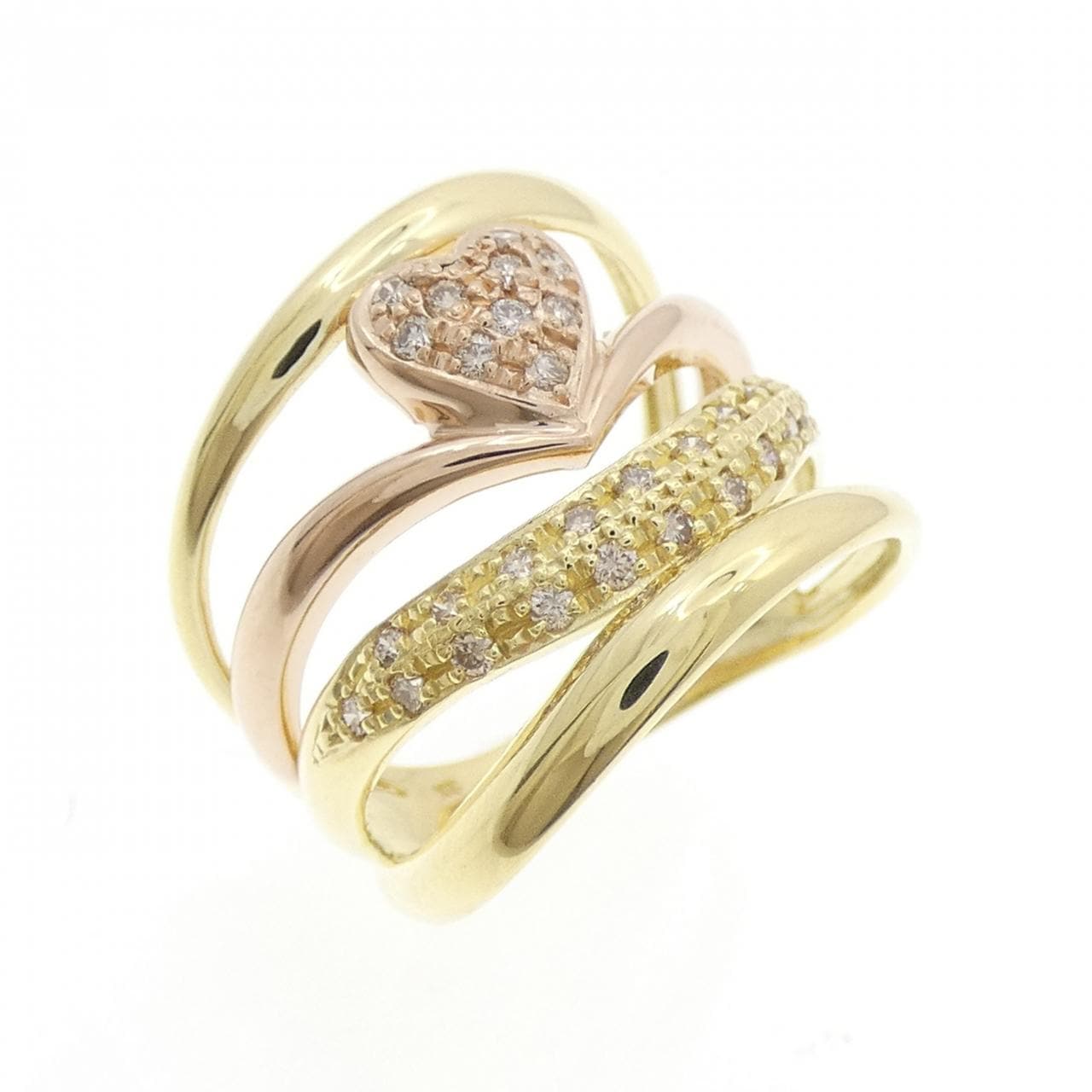 K18YG/K18PG ハート ダイヤモンド リング 0.25CT