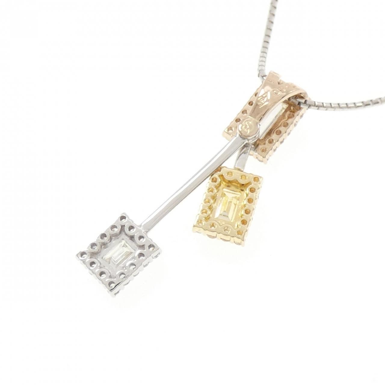 750スリーカラー/K18WG ダイヤモンド ネックレス 1.31CT