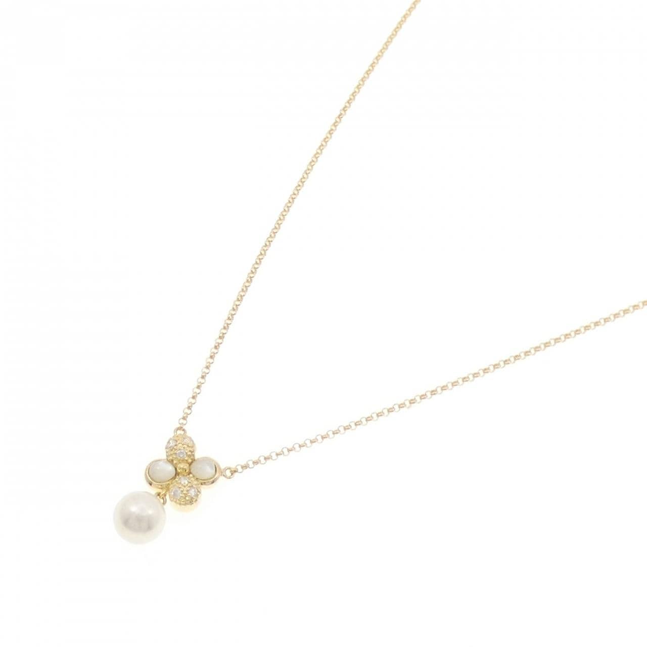 K18YG フラワー アコヤパール ネックレス 6.9mm