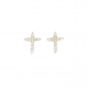K18YG クロス ダイヤモンド ピアス 0.20CT