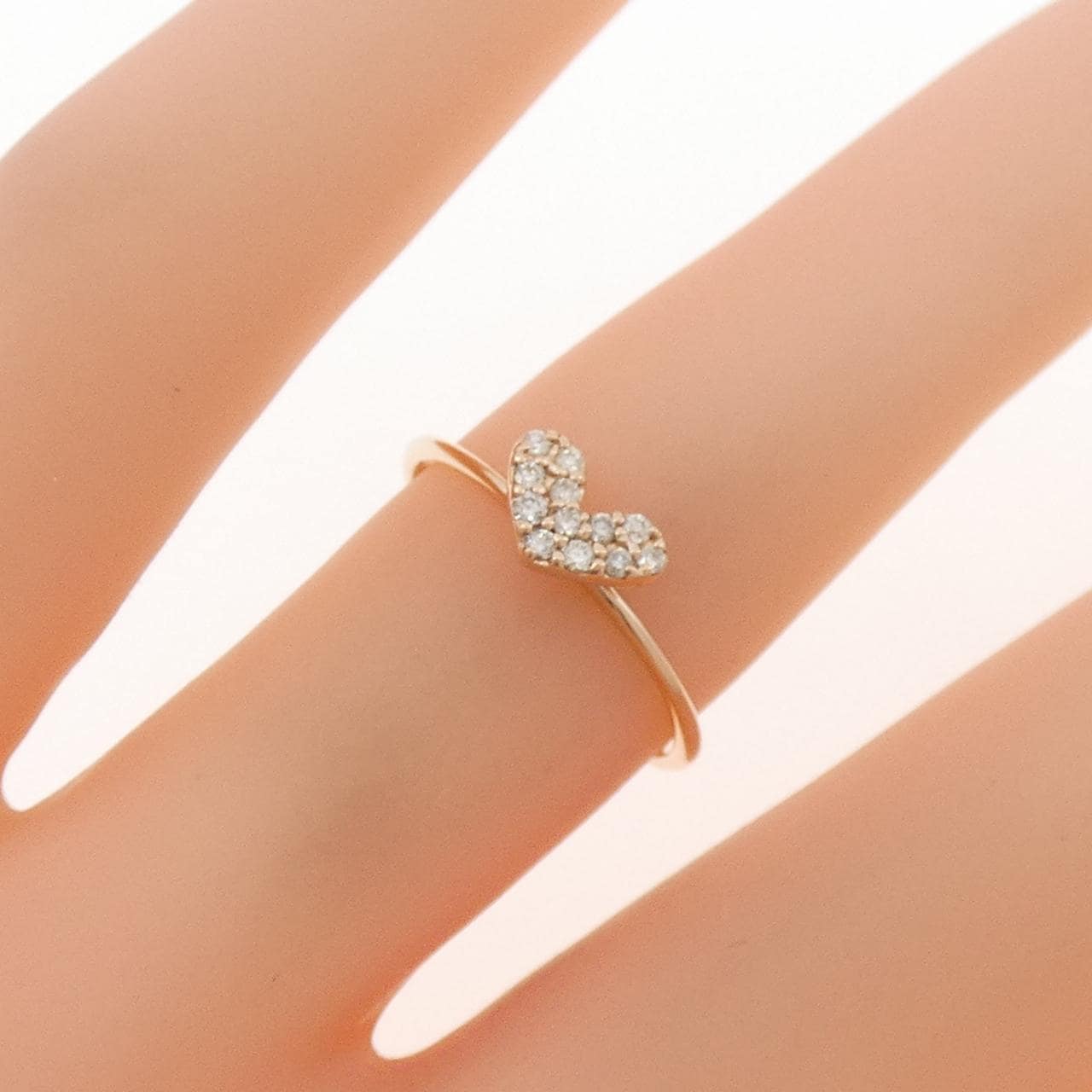 K10PG ハート ダイヤモンド リング