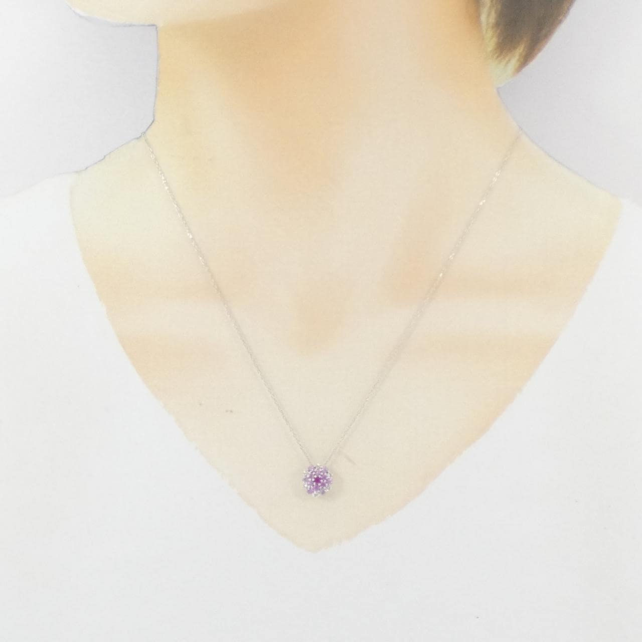 K18WG カラーストーン ネックレス