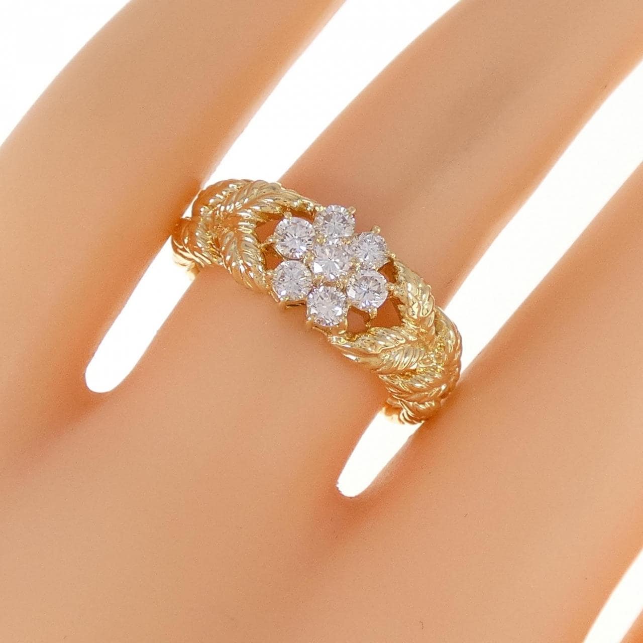 K18YG flower Diamond ring 0.50CT