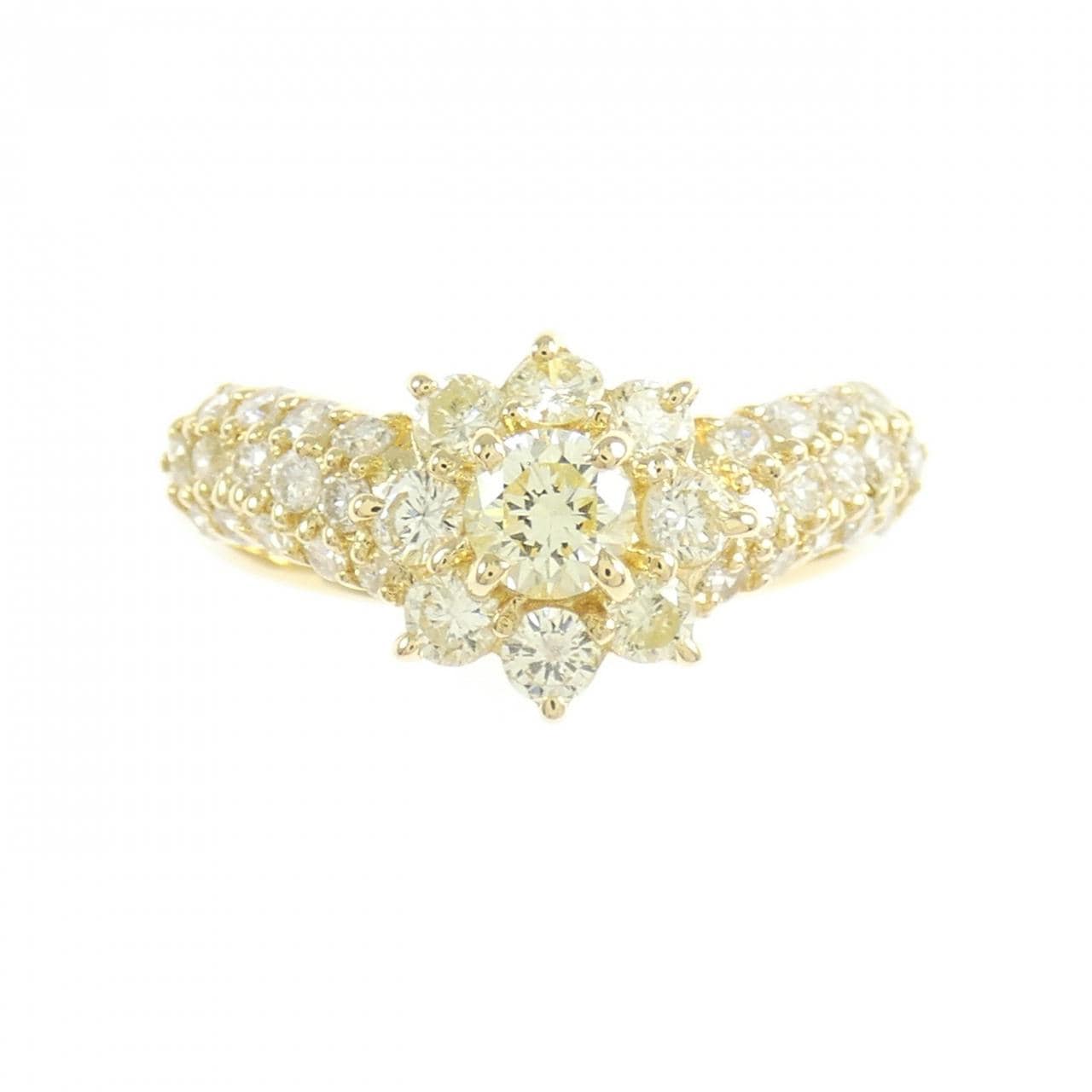 K18YG フラワー ダイヤモンド リング 1.00CT