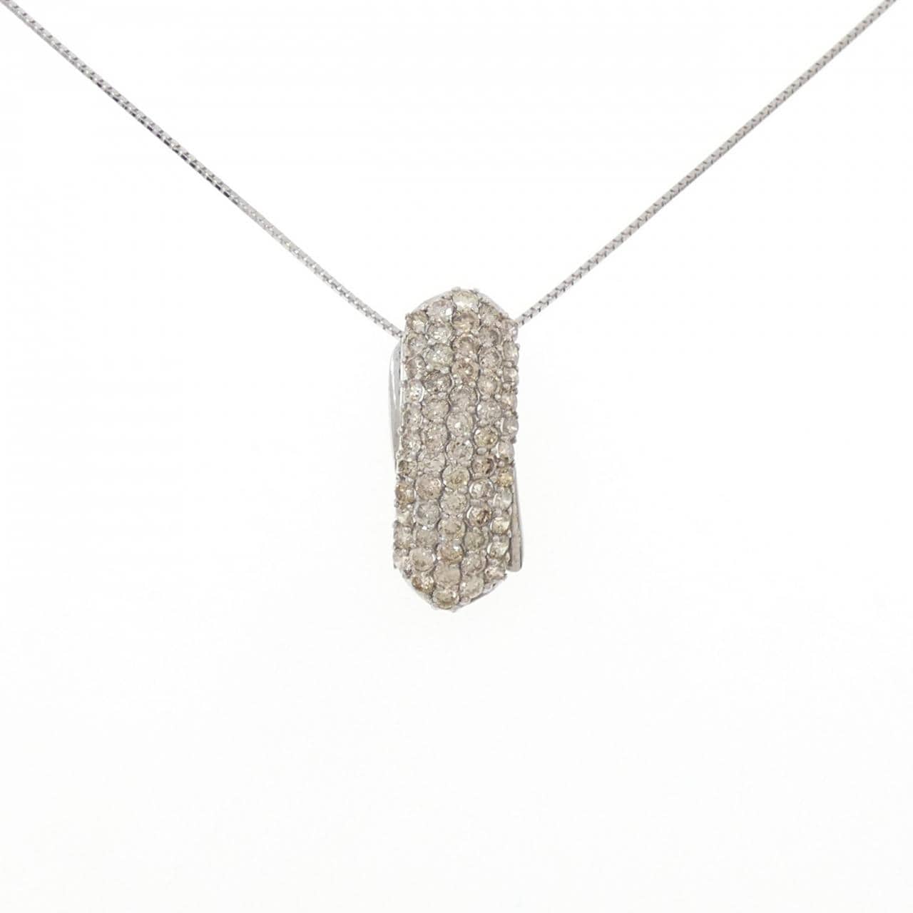 K18WG パヴェ ダイヤモンド ネックレス 1.60CT