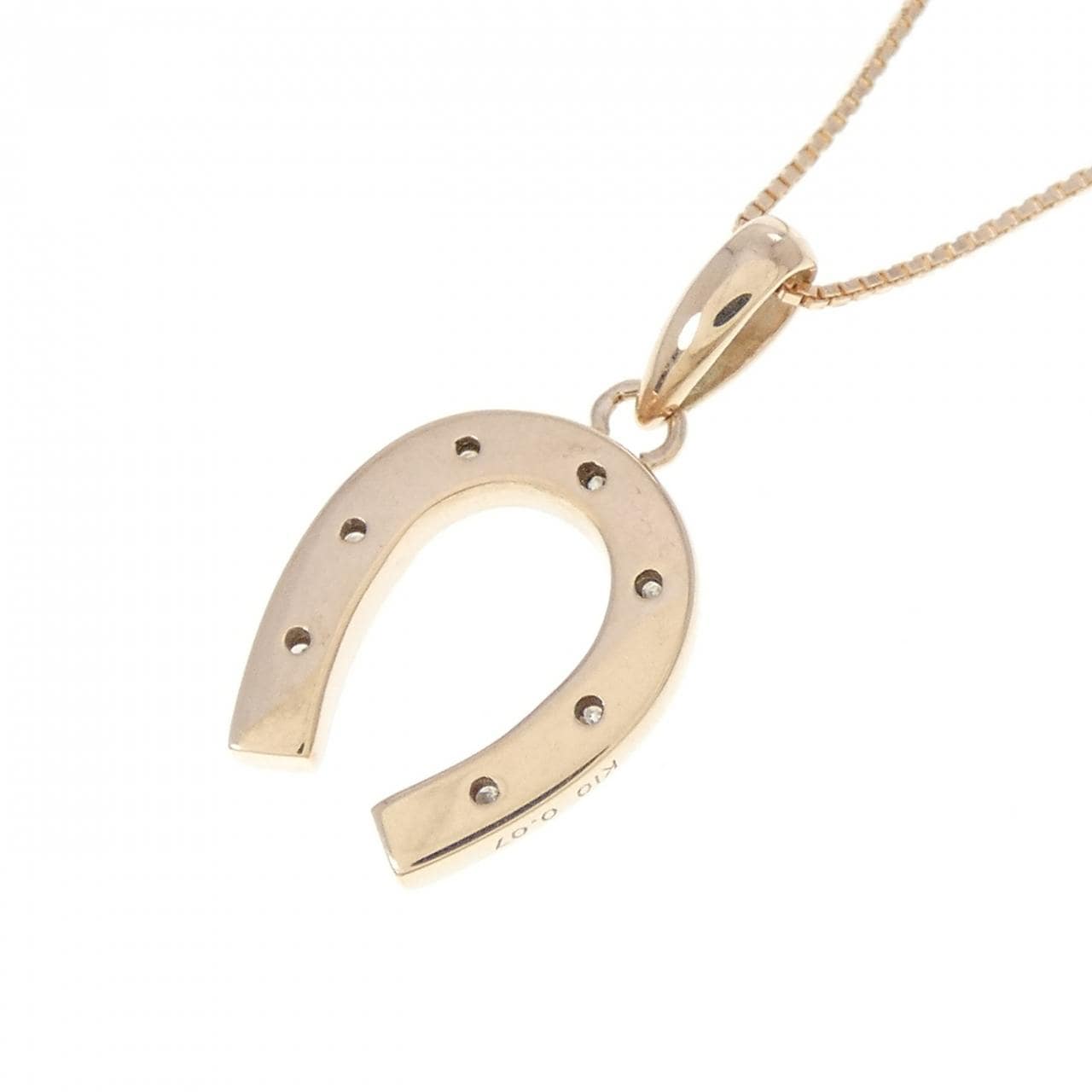 K10PG ホースシュー ダイヤモンド ネックレス 0.07CT