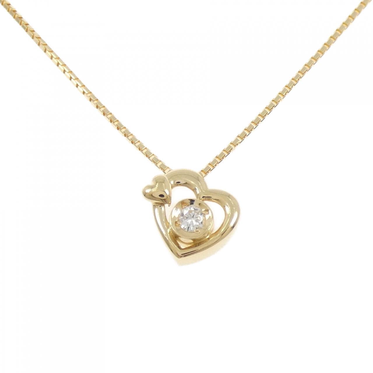 K18YG ハート ダイヤモンド ネックレス 0.10CT