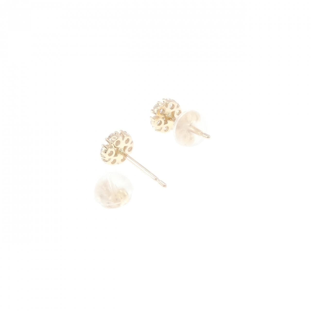 【リメイク】K10YG フラワー ダイヤモンド ピアス 0.30CT