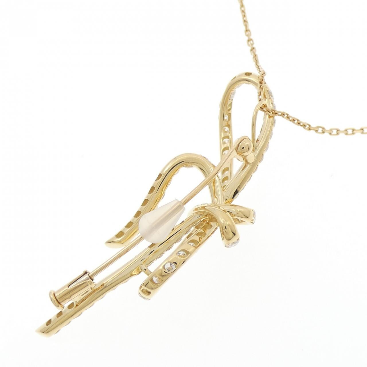 K18YG リボン ダイヤモンド ネックレス 2.28CT
