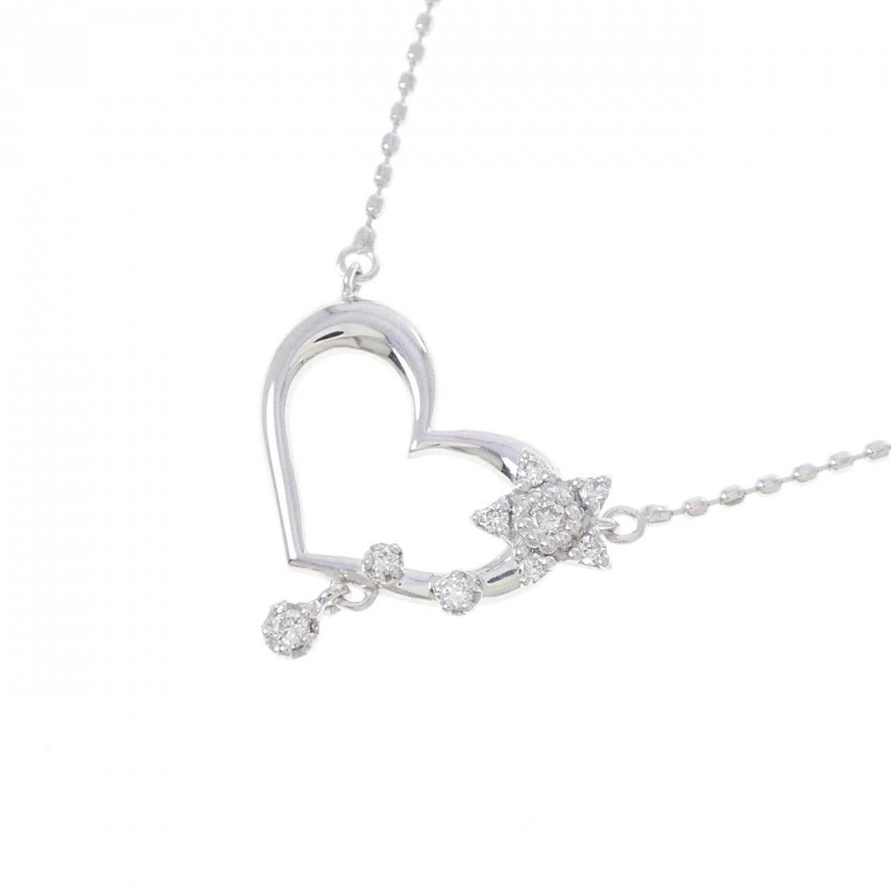 K10WG ハート ダイヤモンド ネックレス 0.05CT