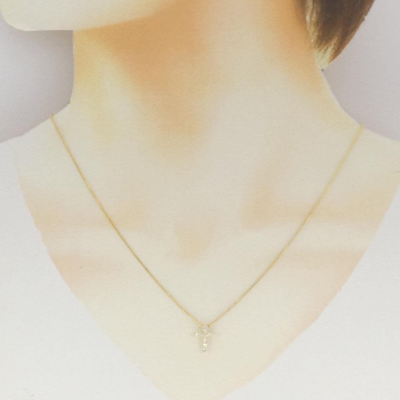 K18YG クロス ダイヤモンド ネックレス 0.20CT