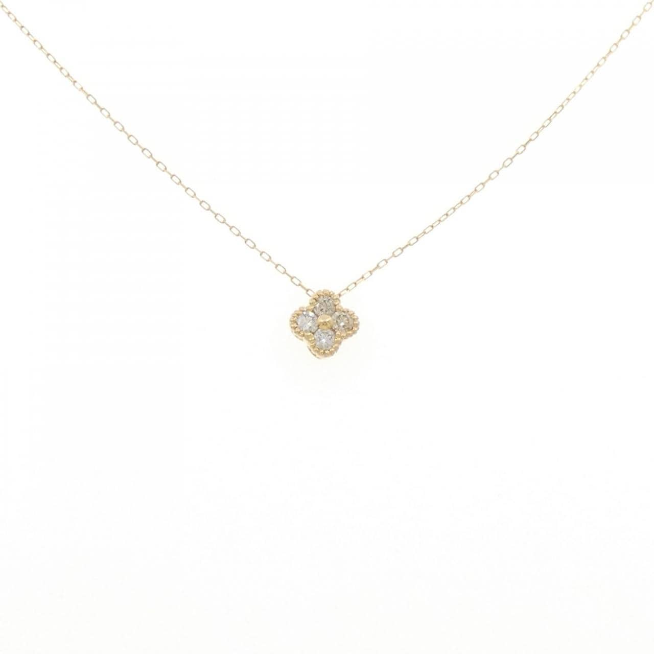 K18YG フラワー ダイヤモンド ネックレス 0.10CT