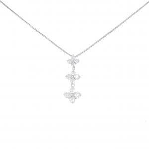 K18WG フラワー ダイヤモンド ネックレス 0.50CT
