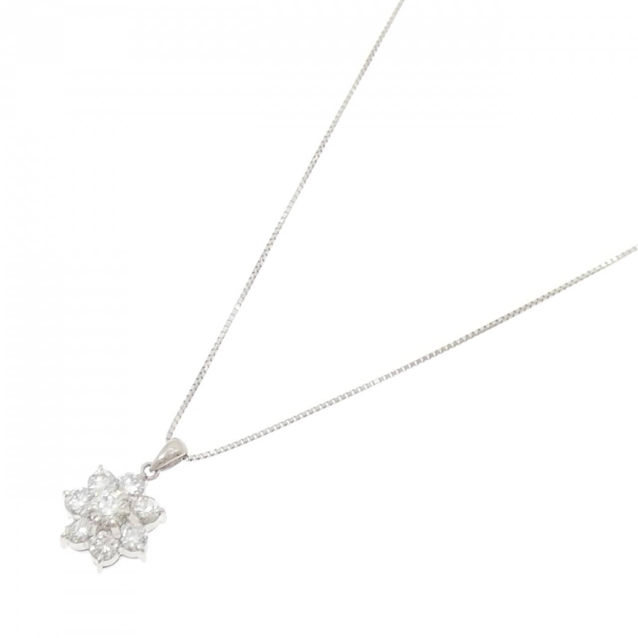 PT900/PT850 フラワー ダイヤモンド ネックレス 1.00CT