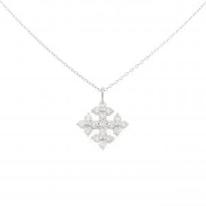 K18WG フラワー ダイヤモンド ネックレス 0.50CT