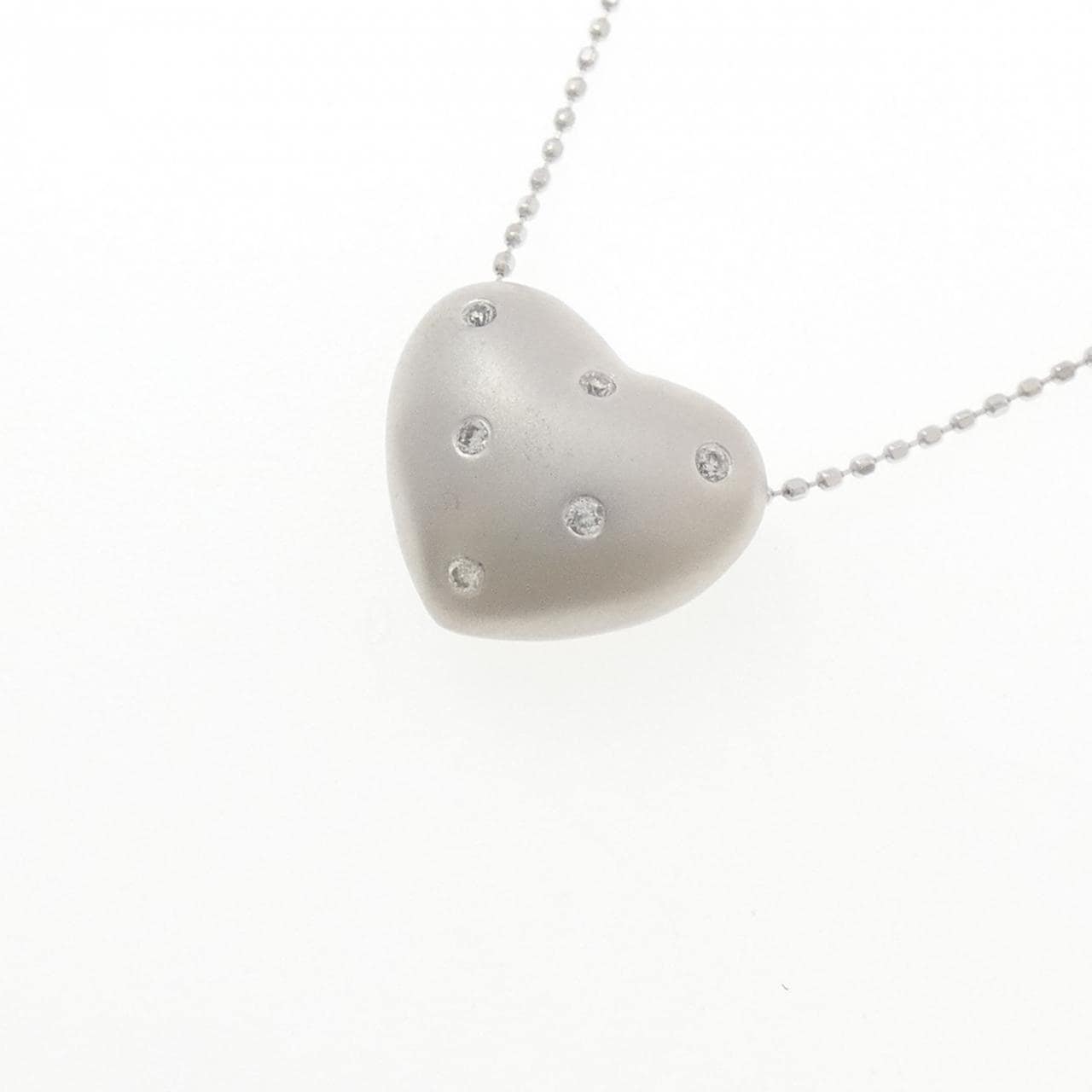 K18WG ハート ダイヤモンド ネックレス 0.05CT