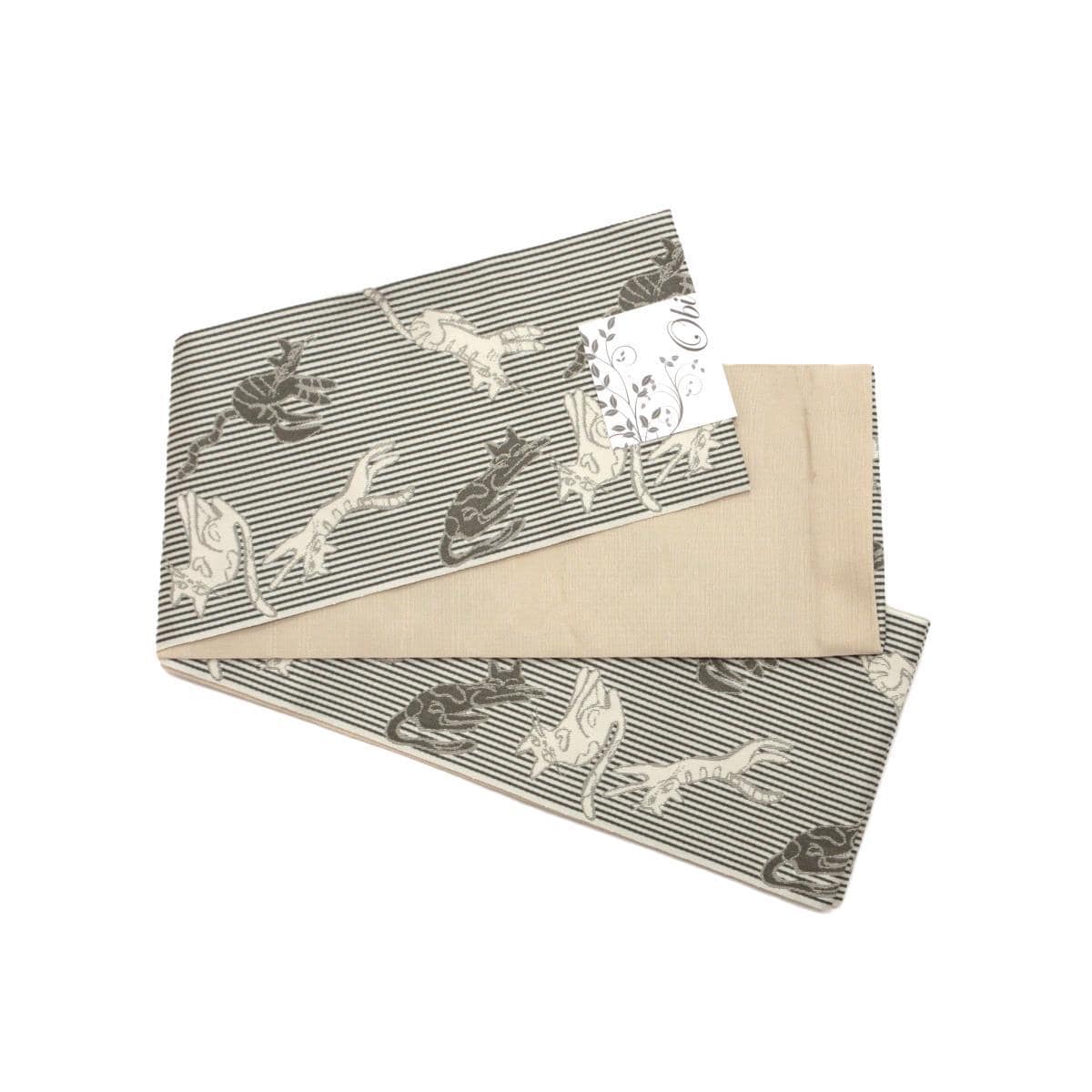 【新品】半幅帯　猫