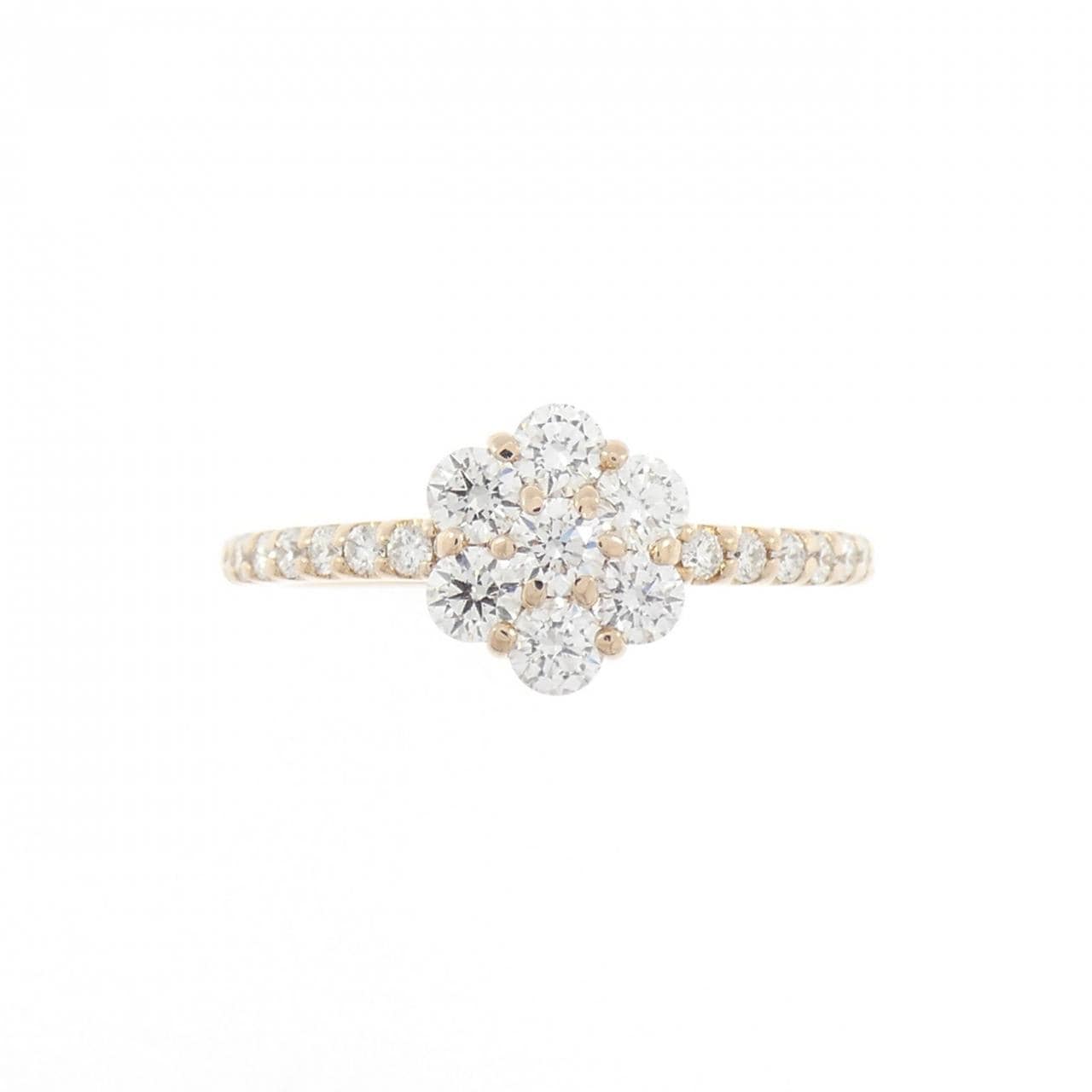 K18PG フラワー ダイヤモンド リング 0.50CT