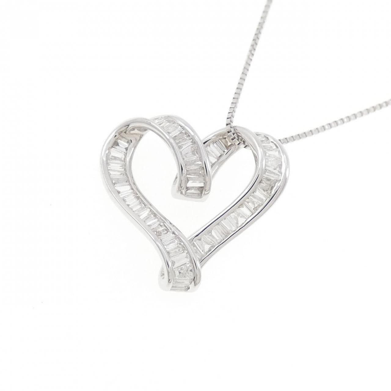 K18WG ハート ダイヤモンド ネックレス 0.40CT