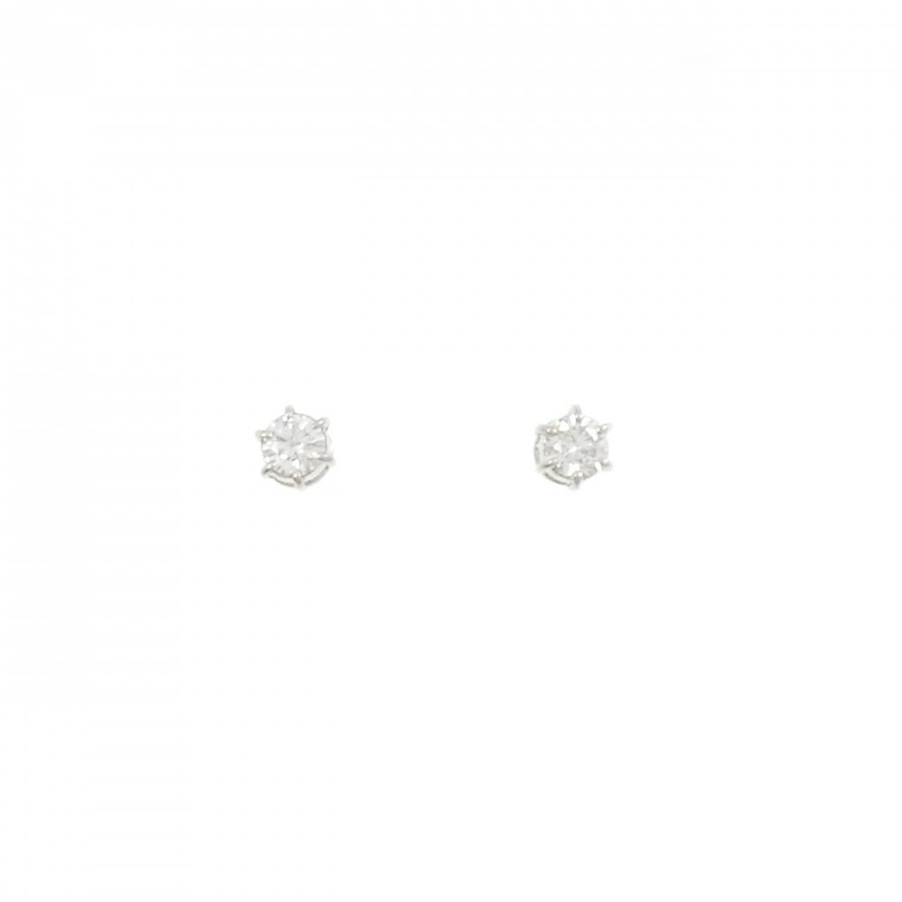 K18WG ソリティア ダイヤモンド ピアス 0.32CT